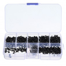 Suleve M2NP1 500Pcs M2 Nylon Screw Bolt Black Round Cross Screw Hex Nut Spacer Nylon PCB Assortment